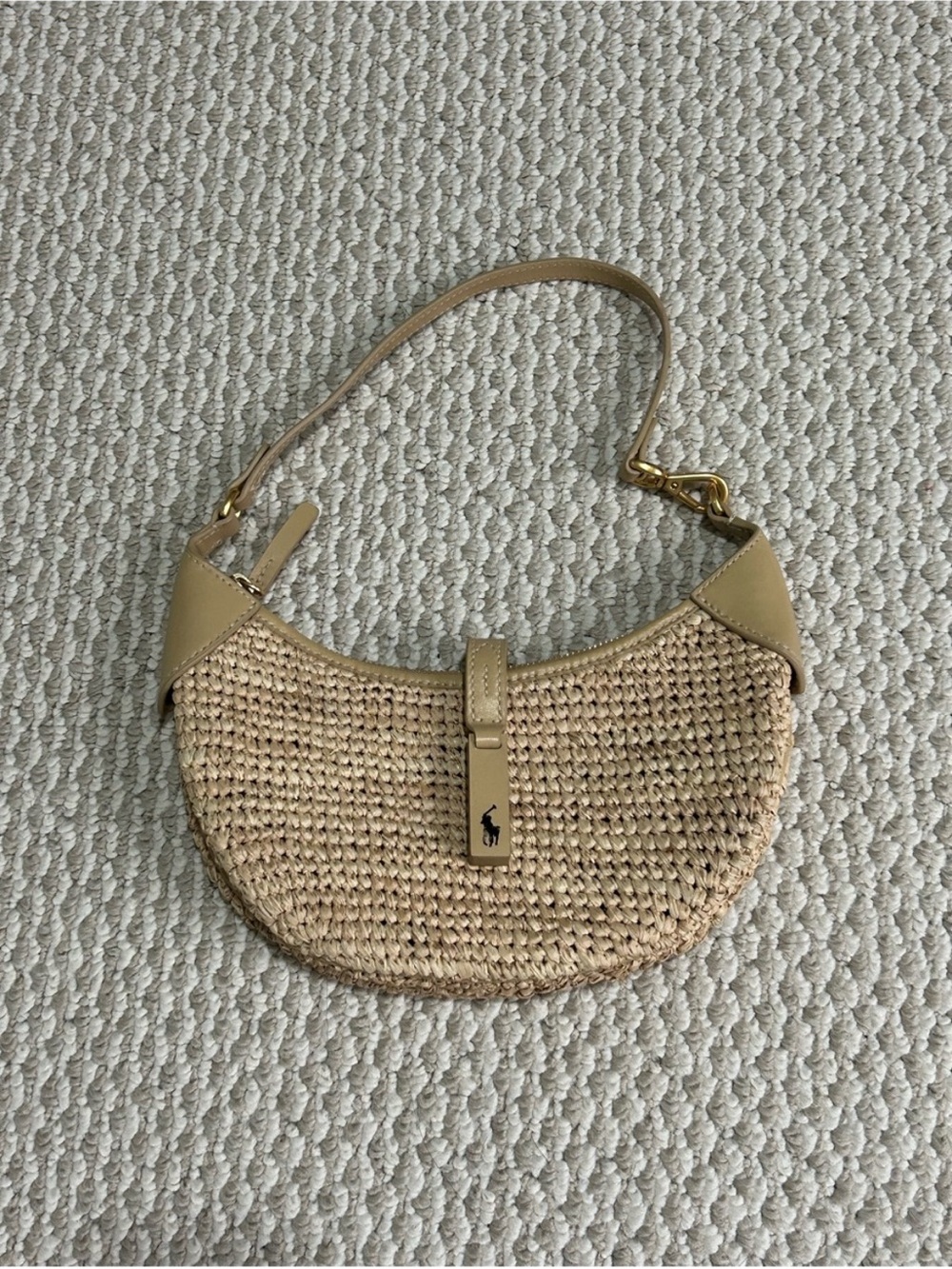Polo Ralph Lauren Raffia Leather Shoulder Bag - Picture 3 of 5
